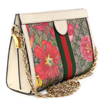 GG Supreme Monogram Flora Web Small Ophidia Chain Shoulder Bag White