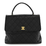 Caviar Quilted Jumbo Kelly Flap Black