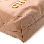 Shiny Calfskin Quilted Mini Chanel 22 Dark Beige