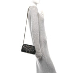 Caviar Quilted Barrel Clutch With Chain Black