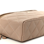 Caviar Quilted Top Handle Slim Vanity With Chain Dark Beige