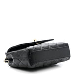 Caviar Quilted Coco Handle Clutch With Chain Black