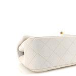 Iridescent Lambskin Quilted Mini Top Handle Rectangular Flap White