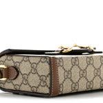GG Supreme Monogram Mini Horsebit 1955 Shoulder Bag Beige Brown Sugar