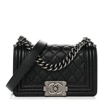 Caviar Quilted Small Boy Flap Black