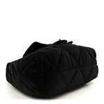 Nylon Velvet Effect Quilted Large Bowling Bag Black