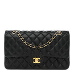 Lambskin Quilted Medium Double Flap Black
