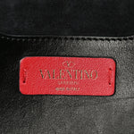 Vitello Rockstud All Over Demilune Shoulder Bag Black