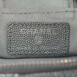 Metallic Caviar Quilted Mini Top Handle Vanity With Chain Silver