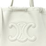 Calfskin Cuir Small Triomphe Cabas Drawstring White