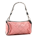 Tessuto Nylon Saffiano Impunturato Quilted Barrel Pochette Pink Black