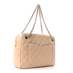 Shiny Lambskin Quilted Medium Camera Case Beige
