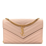 Grain De Poudre Matelasse Chevron Monogram Chain Wallet Pale Pink