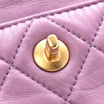 Shiny Lambskin Quilted Extra Mini Flap Purple
