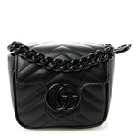 Calfskin Matelasse Monochrome GG Marmont Chain Mini Belt Bag Black