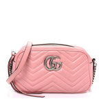Calfskin Matelasse Small GG Marmont Chain Shoulder Bag Wild Rose