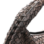 Metallic Nappa Intrecciato Medium Veneta Hobo Pewter