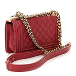 Caviar Quilted Small Boy Flap Fuchsia