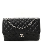 Caviar Quilted Jumbo Double Flap Black