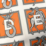 Satin Mythical Alphabet Drawstring Pouch Orange Black White
