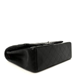 Lambskin Quilted Maxi Double Flap Black