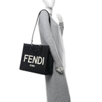 Vitello King Plexiglass Medium Fendi Sunshine Shopper Tote Black White