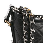 Aged Calfskin Quilted Small Gabrielle Hobo Black
