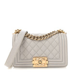 Caviar Quilted Small Boy Flap Light Grey