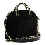 Velvet Quilted Shiny Coco Clutch With Chain Black
