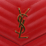 Grain De Poudre Matelasse Chevron Monogram Chain Wallet Red