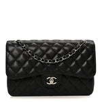 Caviar Quilted Jumbo Double Flap Black