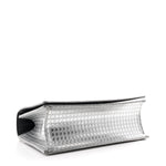 Metallic Patent Micro-Cannage Medium Diorama Flap Bag Silver