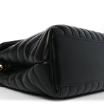 Calfskin Y Quilted Monogram Medium Loulou Chain Satchel Black