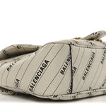 X BALENCIAGA Calfskin Matelasse Logo Print Small GG Marmont Shoulder Bag White