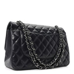 Lambskin Quilted Jumbo Double Flap Navy