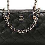 Caviar Quilted Barrel Clutch With Chain Black