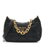 Nappa Triangle Quilted Patchwork System Bag Black
