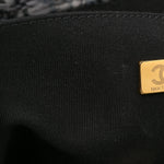 Tweed Shearling Quilted Lambskin Shopping Tote  Black Grey