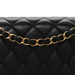 Lambskin Quilted Small Double Flap Black