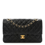 Lambskin Quilted Medium Double Flap Black
