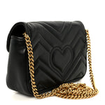 Calfskin Matelasse Super Mini GG Marmont Shoulder Bag Black