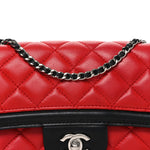 Lambskin Quilted Tri-Color Flap Red White Black