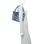 Calfskin Intreccio Tricolor Tosca Shoulder Bag Black Agate Grey Deep Pacific