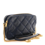 Grained Lambskin Quilted Mini Becky Double Zip Bag Blue Charron