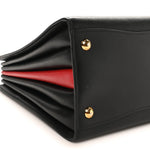 Saffiano City Calfskin Medium Bibliothèque Top Handle Black Fuoco