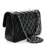 Lambskin Quilted Small Double Flap Black