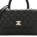 Caviar Quilted Mini Coco Handle Flap Black