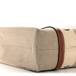 Linen Calfskin Medium Woody Ribbon Tote White Brown