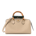 Calfskin Diana Bamboo Boston Oatmeal Vintage Green