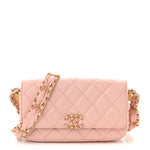 Crumpled Calfskin Quilted Braided CC Mini Flap Light Pink